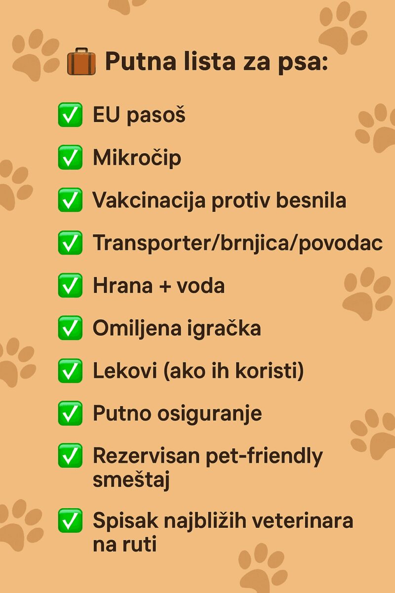 Šta poneti za psa na putovanje po Evropi - infografik